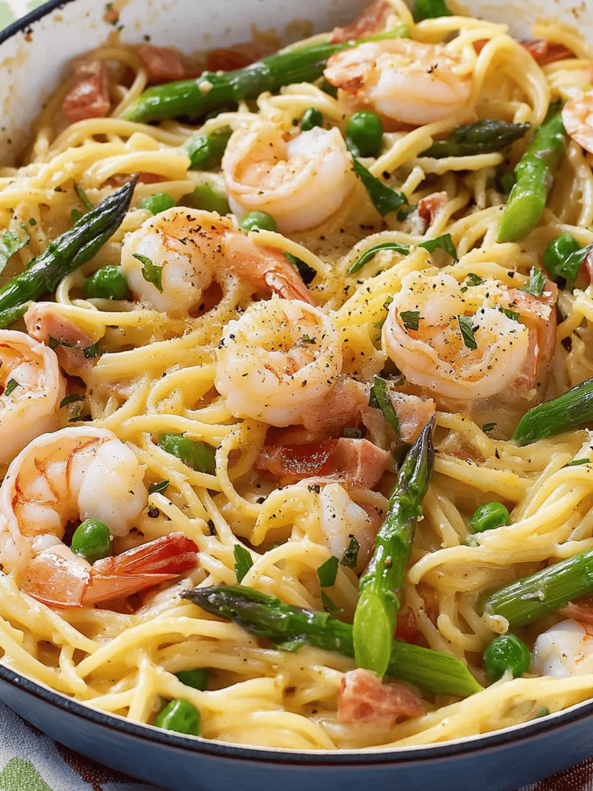 Shrimp Asparagus Carbonara