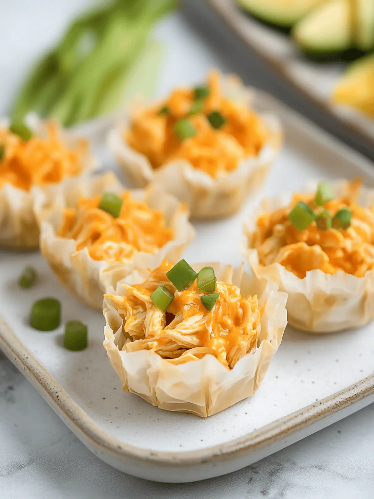 Buffalo Chicken Phyllo Cups