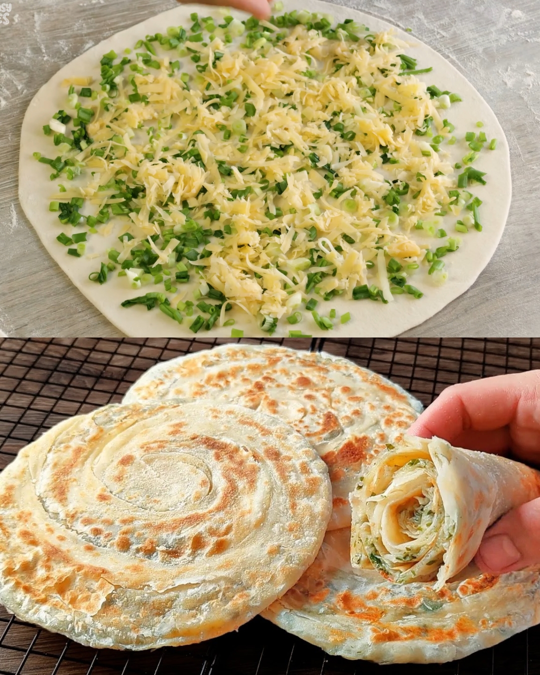 Flatbread with Green Onions and Cheese