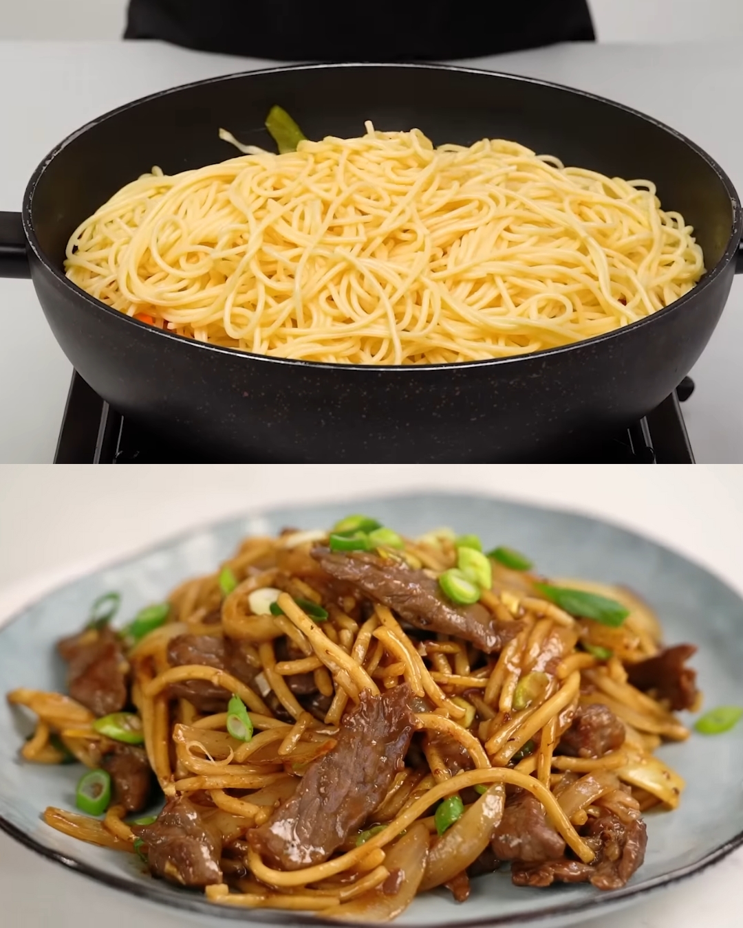 Mongolian Beef Noodle Stir-Fry finished dish
