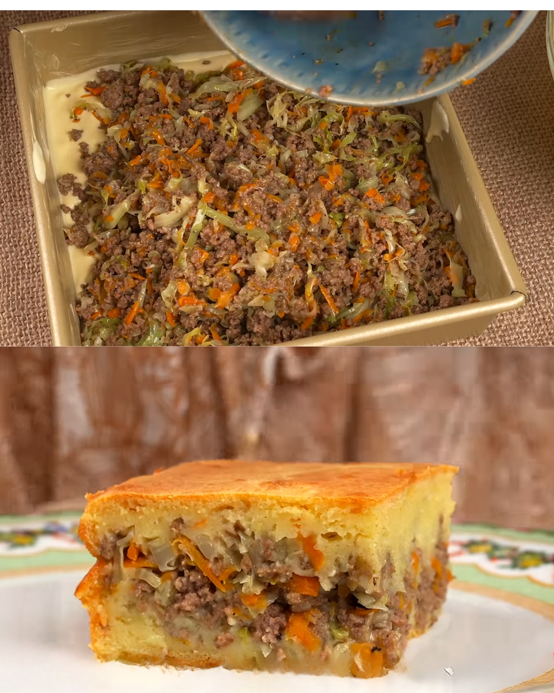 Savory Beef and Cabbage Pie with Creamy Topping