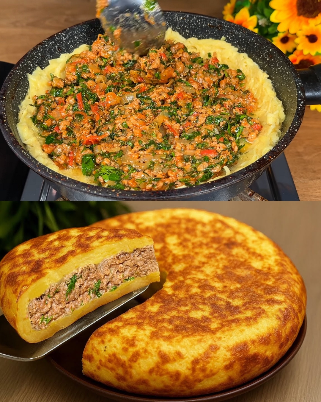Cheesy Beef and Potato Bake with Garlic Yogurt Sauce