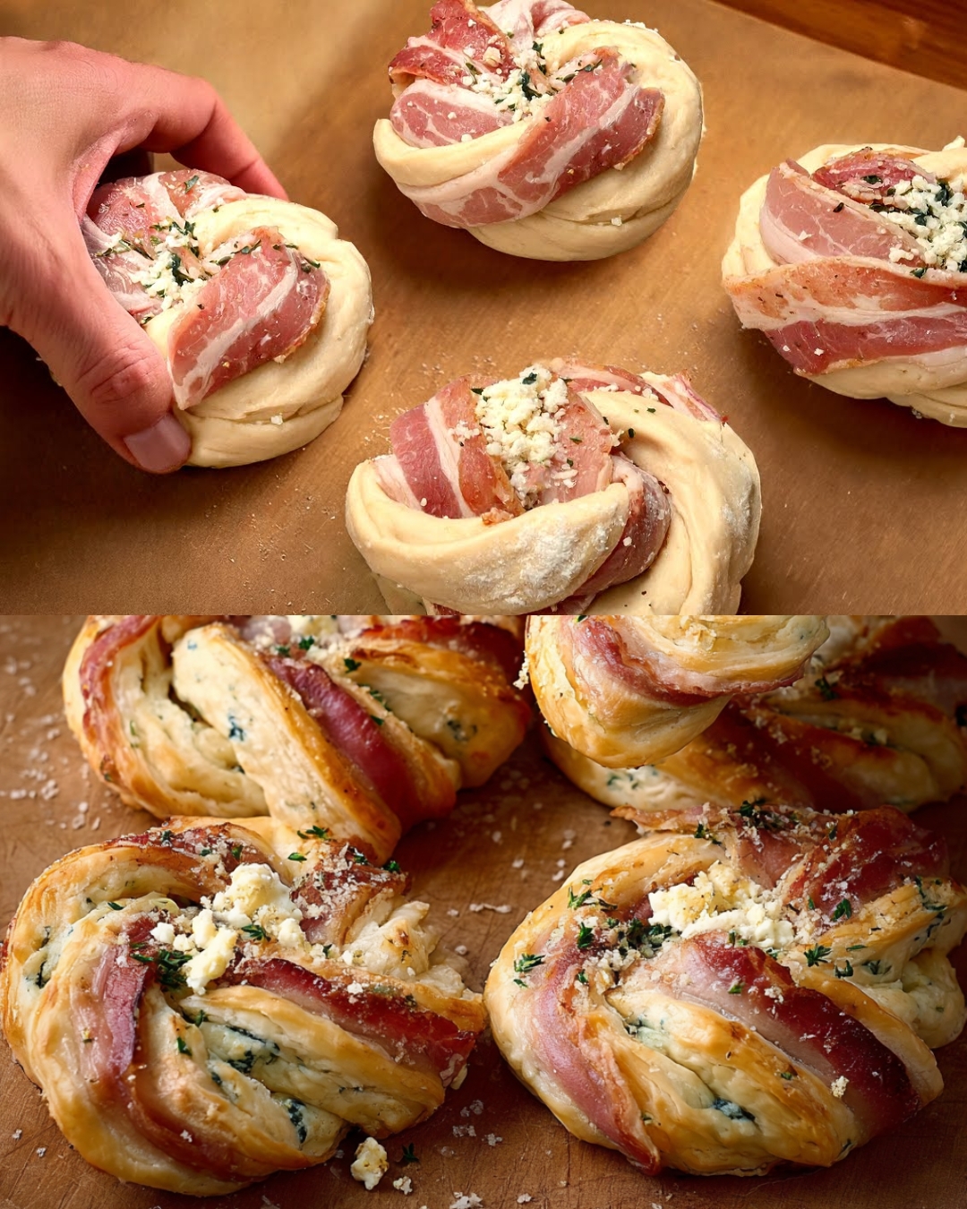 Savory Puff Pastry Pockets with Feta, Bacon & Cream Cheese