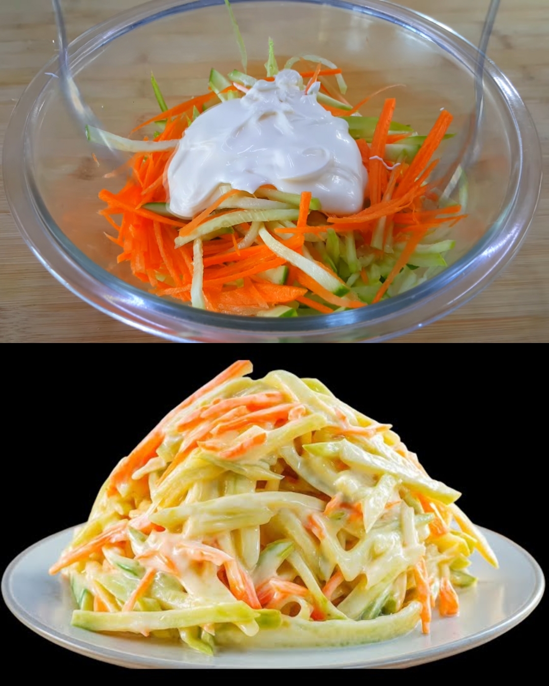 Chewy & Creamy Cucumber–Carrot Salad with Mayo and Vinegar