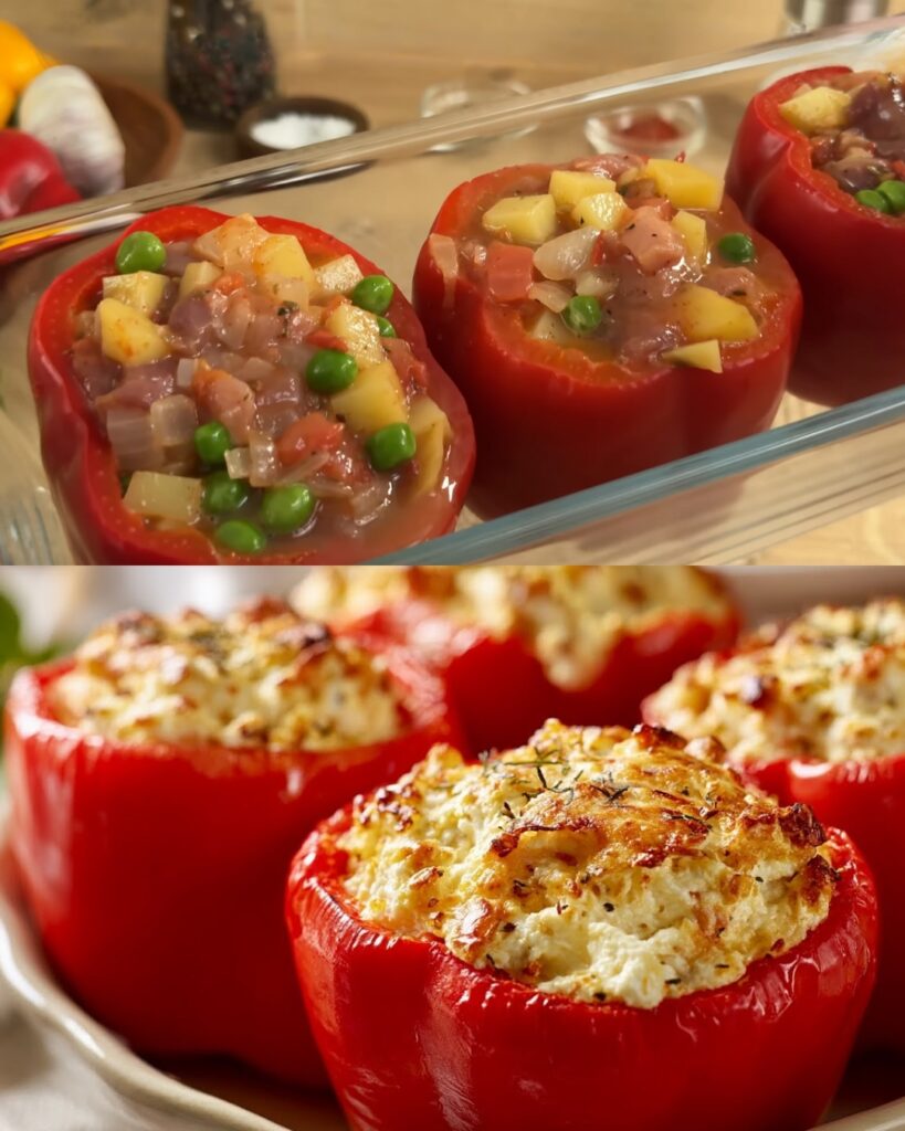 Hearty Stuffed Bell Peppers with Meat and Vegetables finished dish