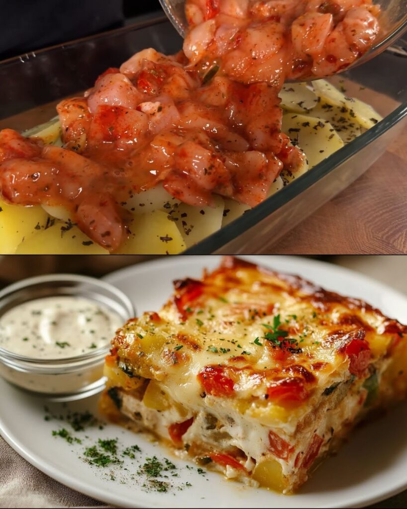 Cheesy Chicken and Potato Bake with Oregano