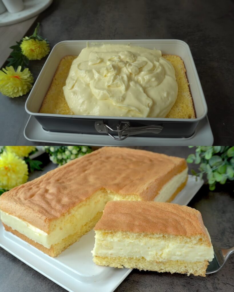 Refreshing Lemon Pudding Cake with Cream Cheese finished dish