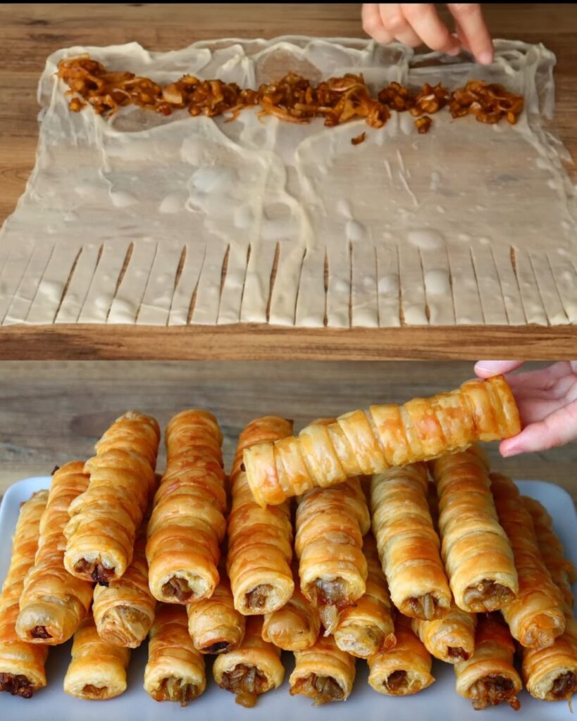 Crispy Stuffed Eggplant & Onion Layered Pastry