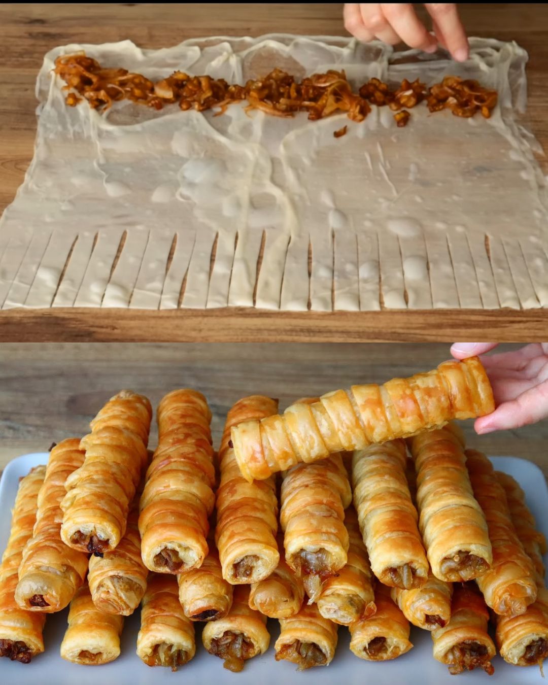 Crispy Stuffed Eggplant & Onion Layered Pastry