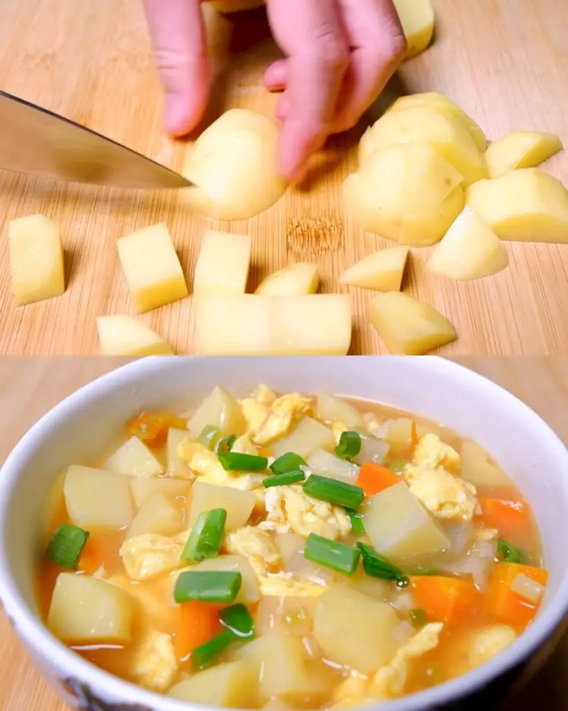 Potato, Egg, and Vegetable Stir-Fry Soup