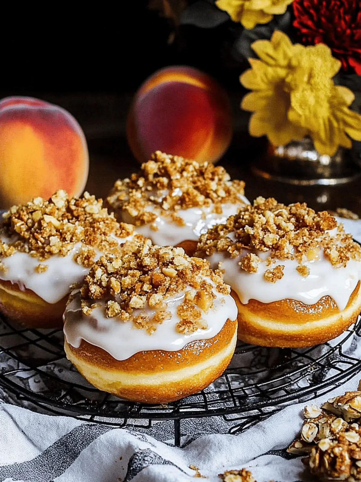 Peach Crisp Filled Doughnuts