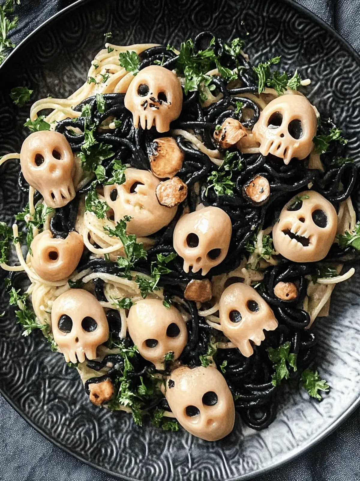 Mushroom Skulls Spooky Pasta