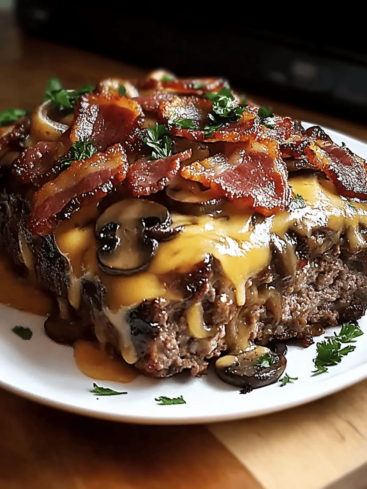 Swiss Bacon Mushroom Meatloaf