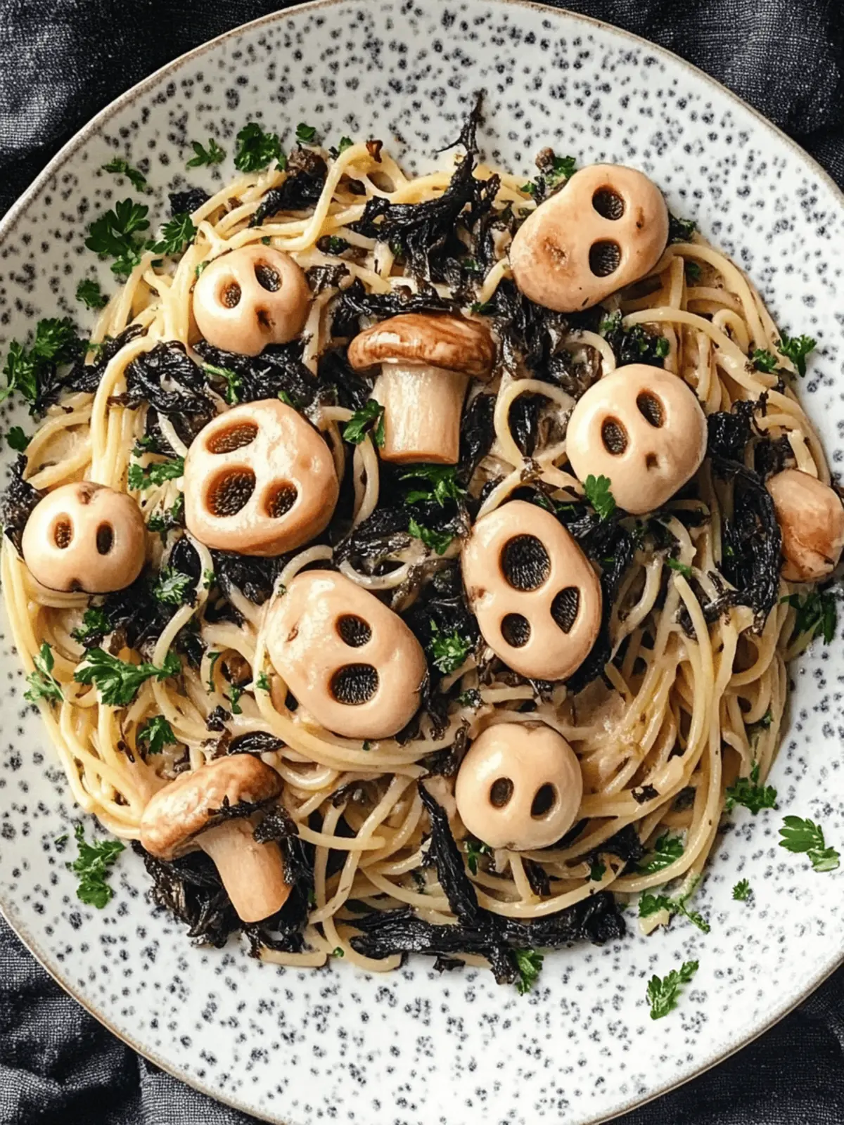 Mushroom Skulls Spooky Pasta