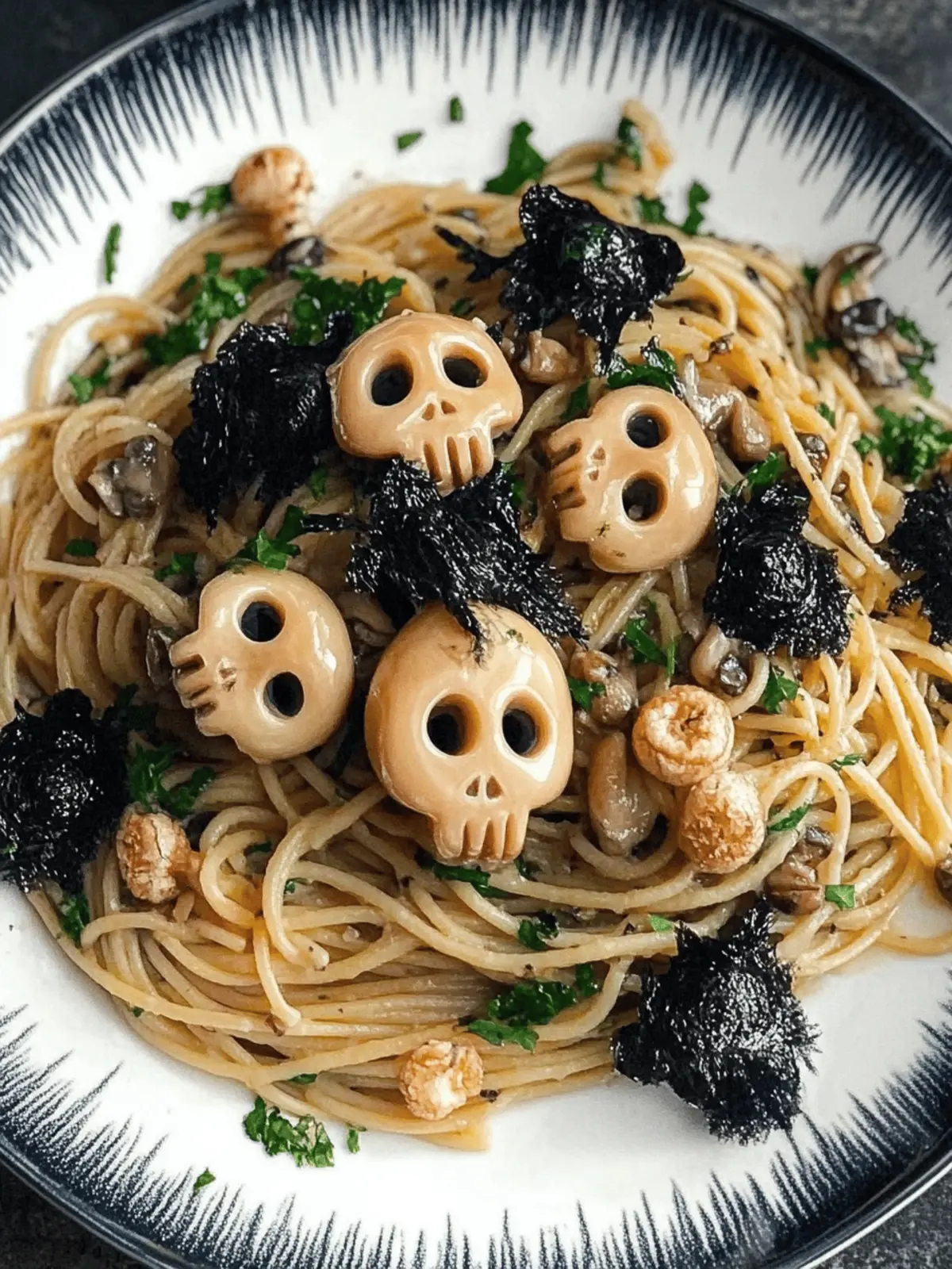 Mushroom Skulls Spooky Pasta