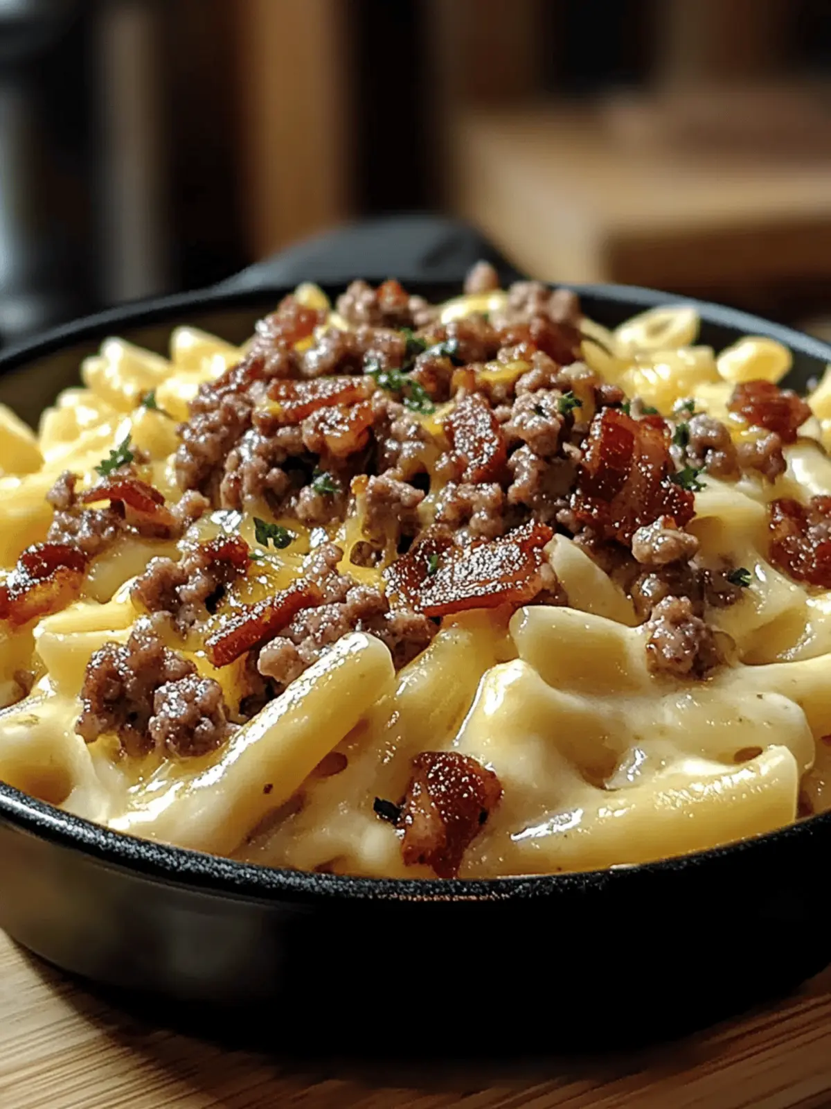 Bacon Cheeseburger Alfredo Pasta