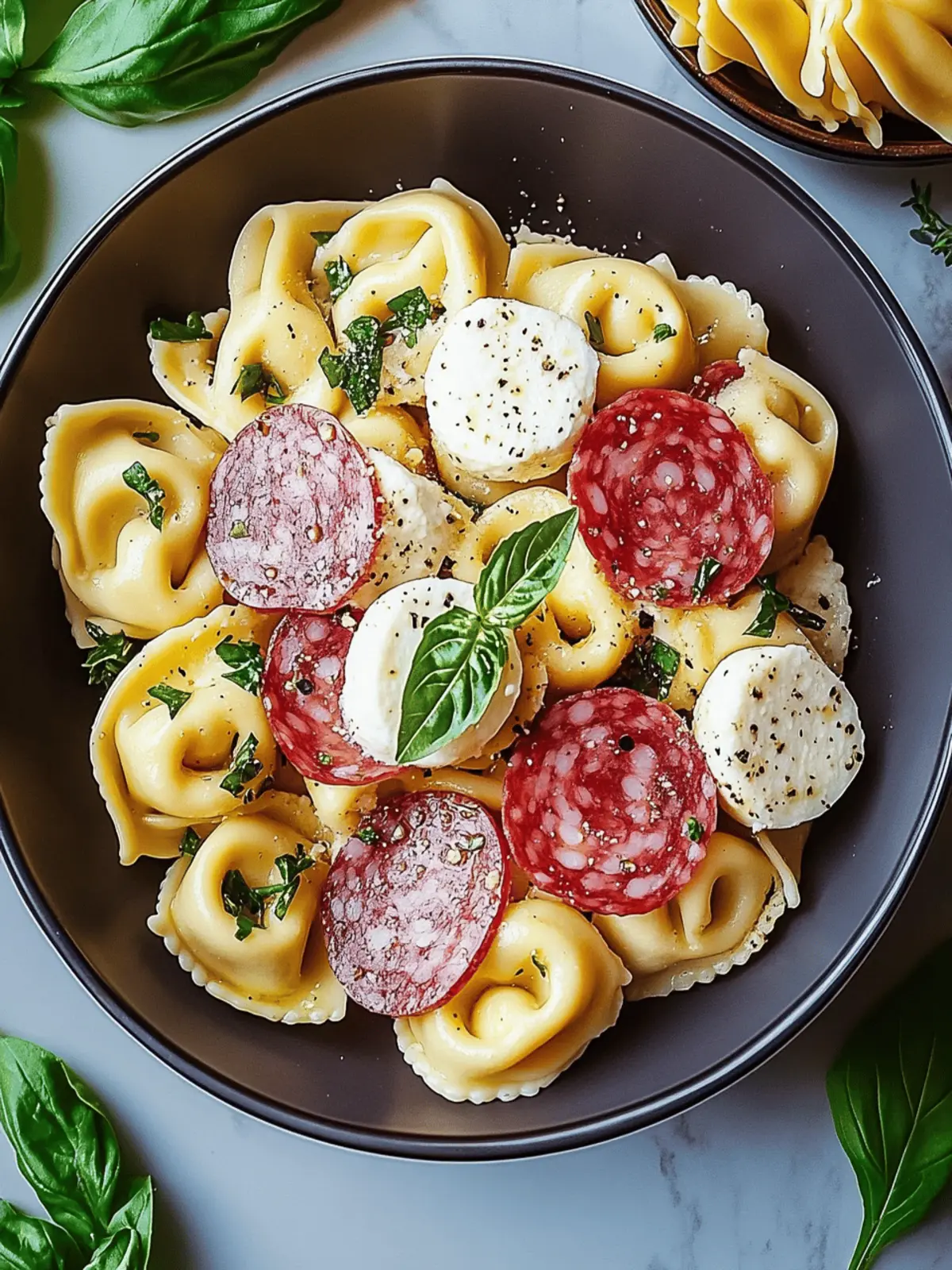 Salami-Mozzarella Tortellini Pasta Salad