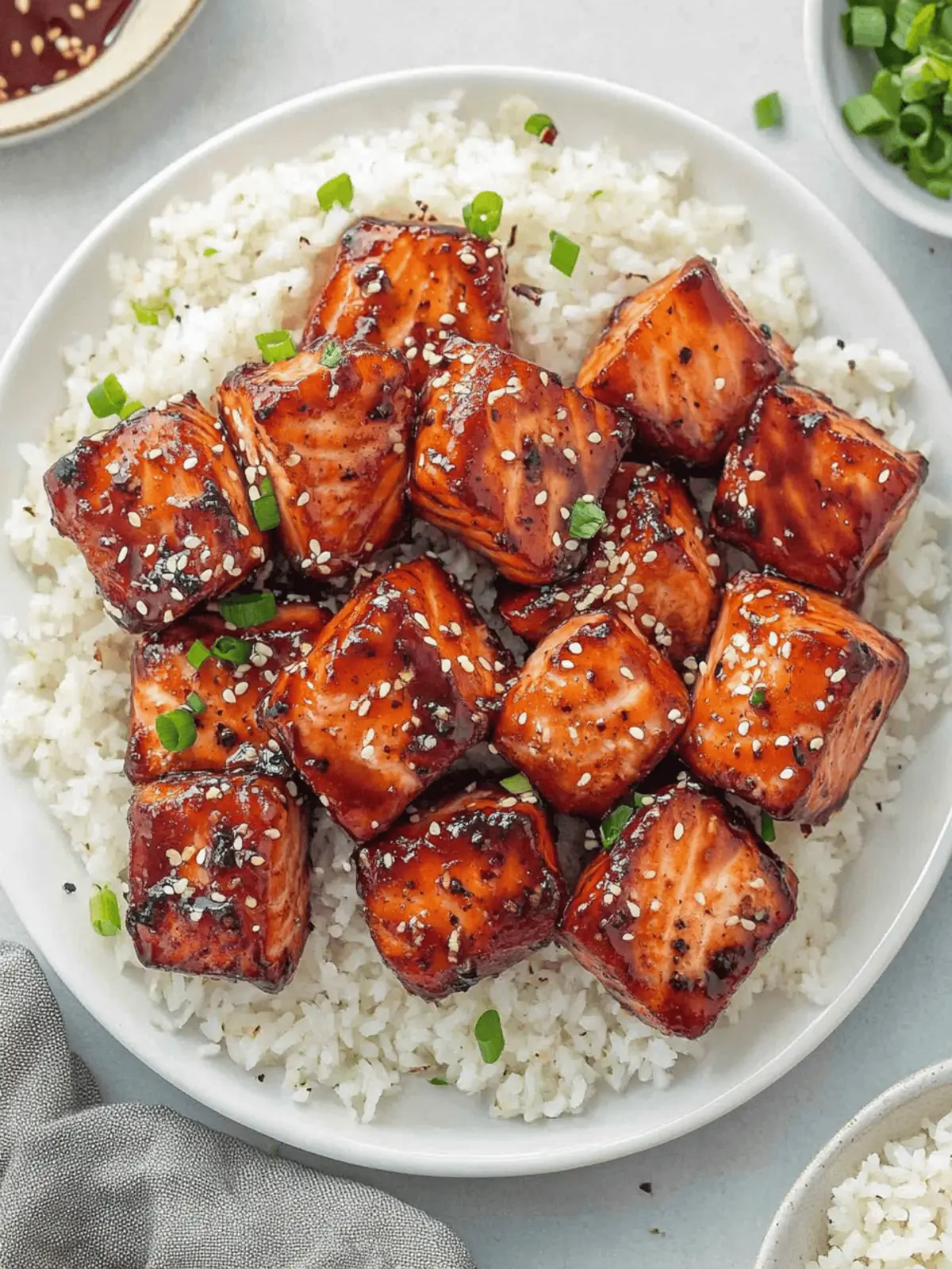 Honey Garlic Salmon Bites