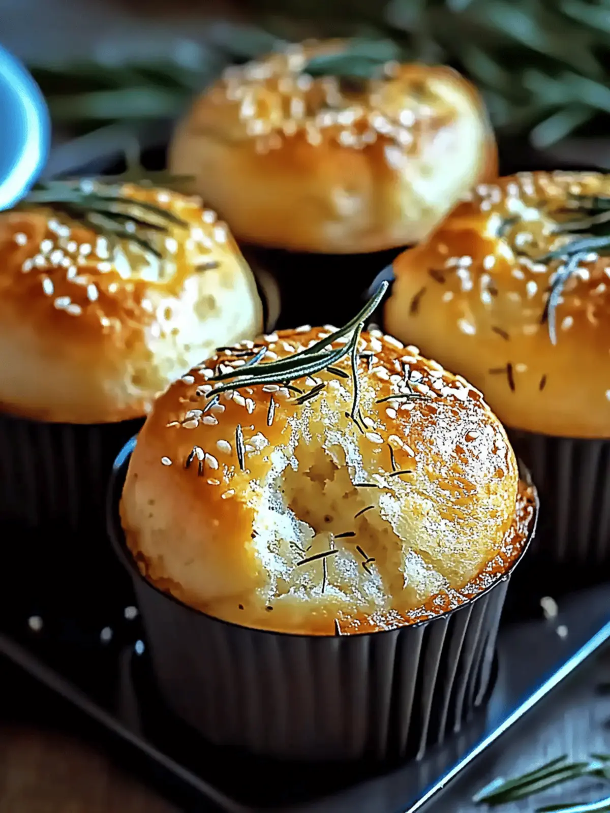 Garlic Rosemary Focaccia Muffins