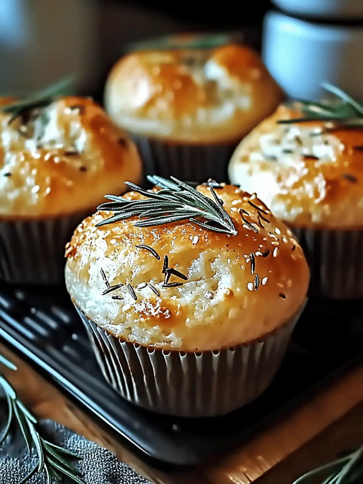 Garlic Rosemary Focaccia Muffins