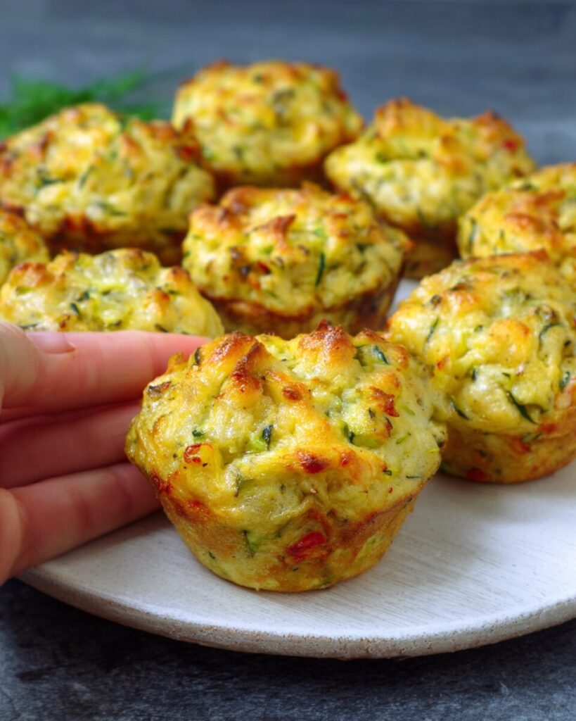 Baked Cheesy Zucchini & Potato Semolina Muffins finished dish