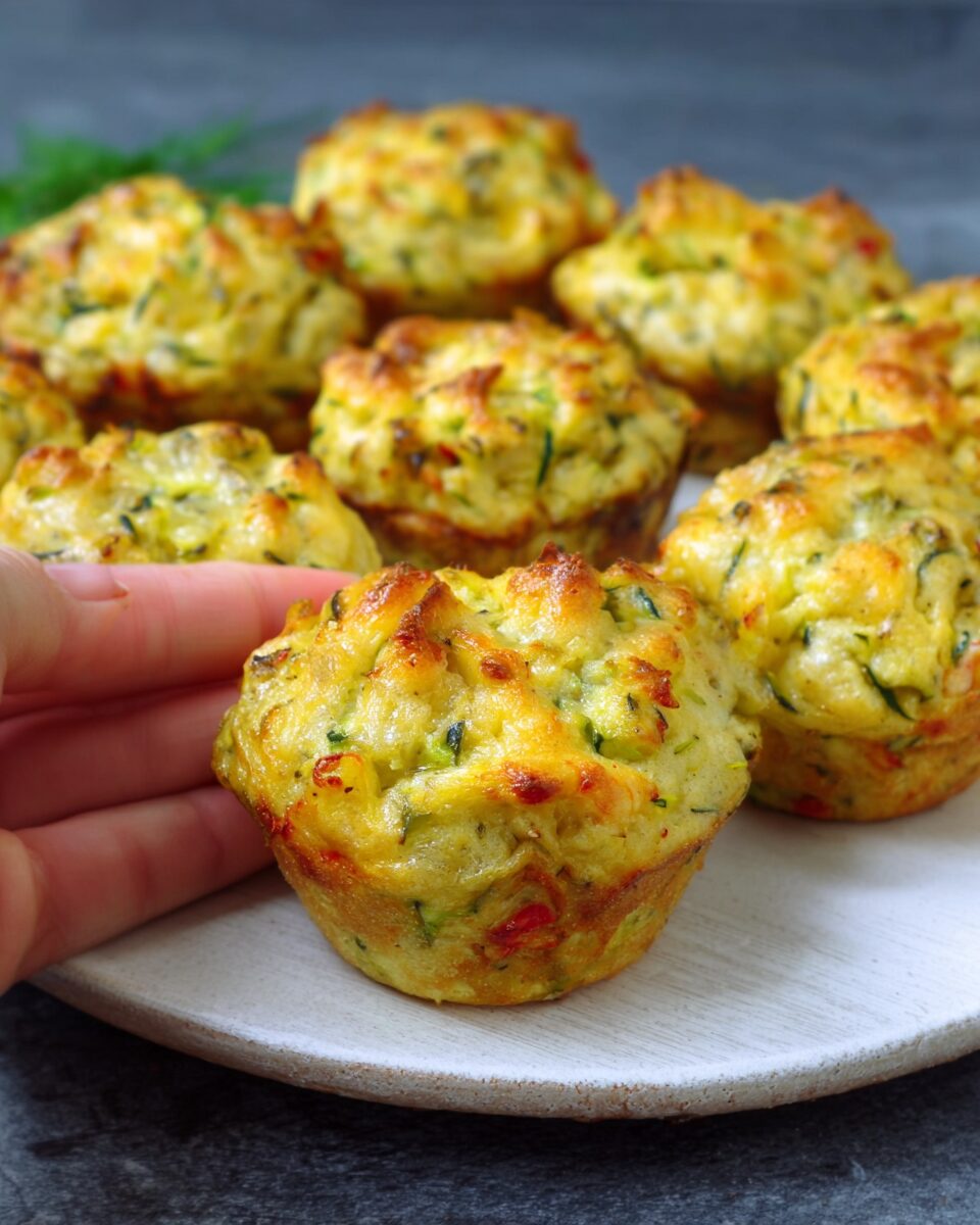 Baked Cheesy Zucchini & Potato Semolina Muffins finished dish