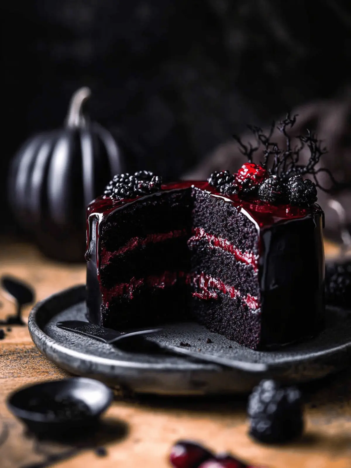 Black Velvet Halloween Cake