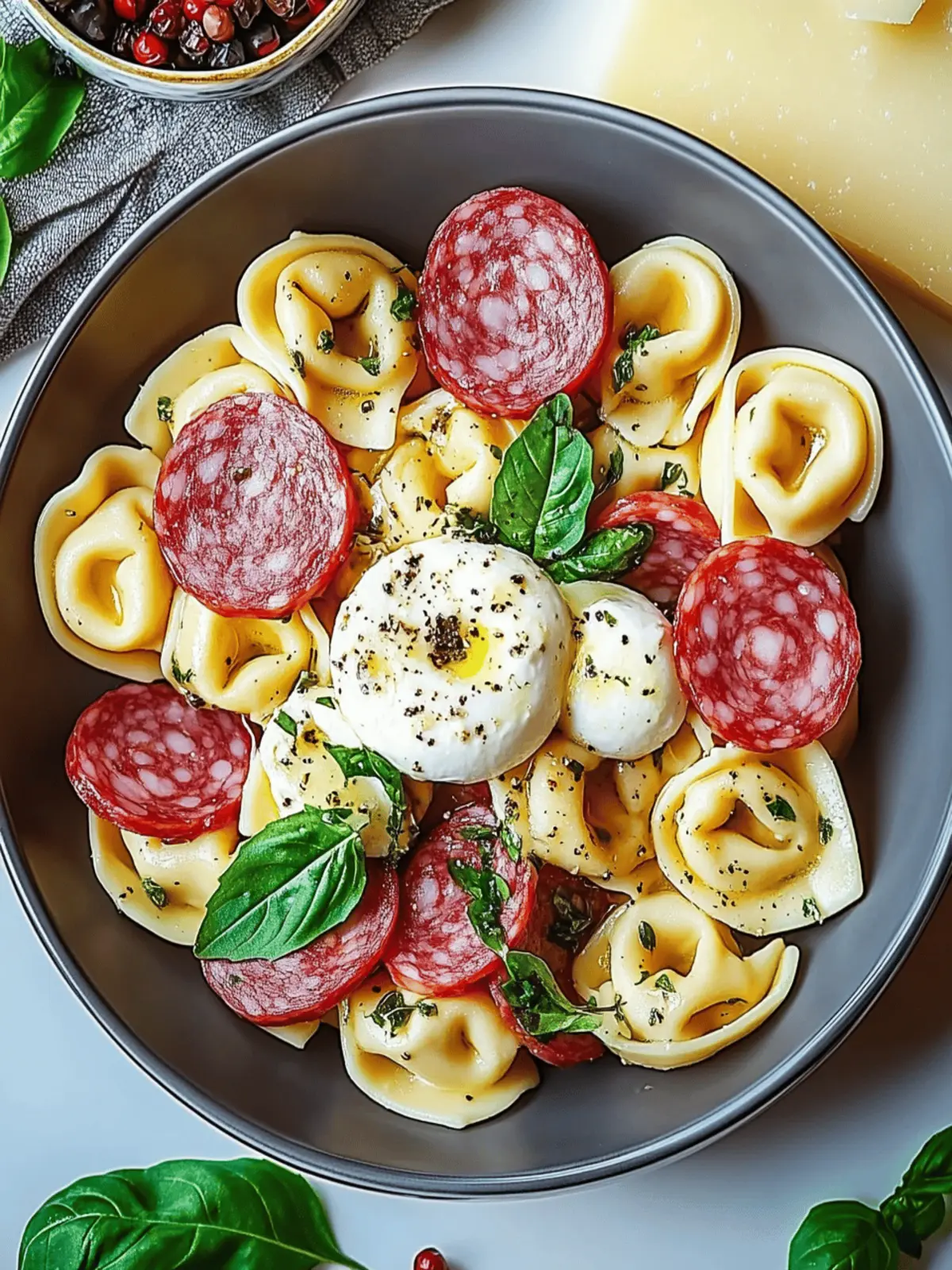 Salami-Mozzarella Tortellini Pasta Salad