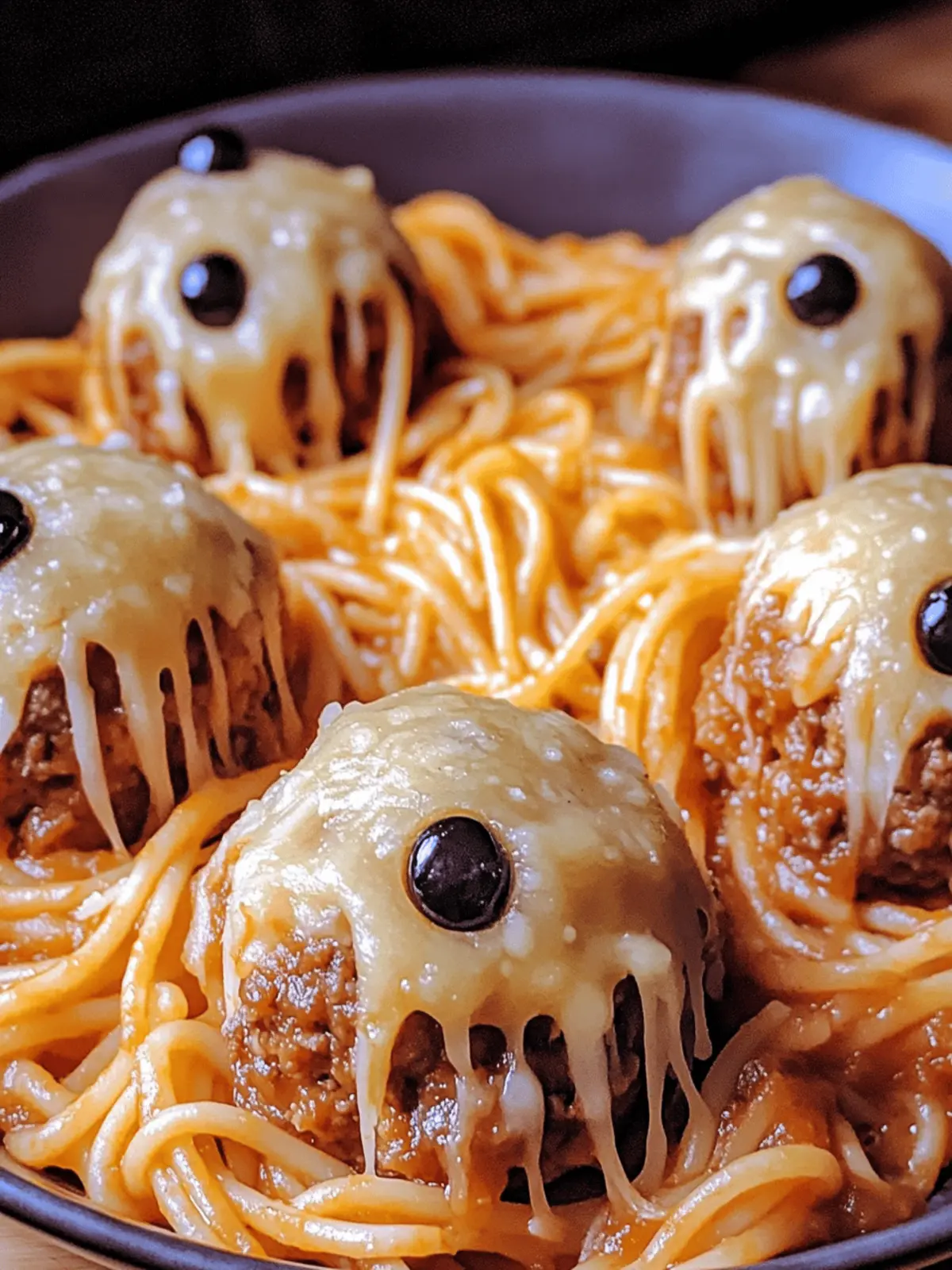 Spooky Spaghetti and Stuffed Meatballs