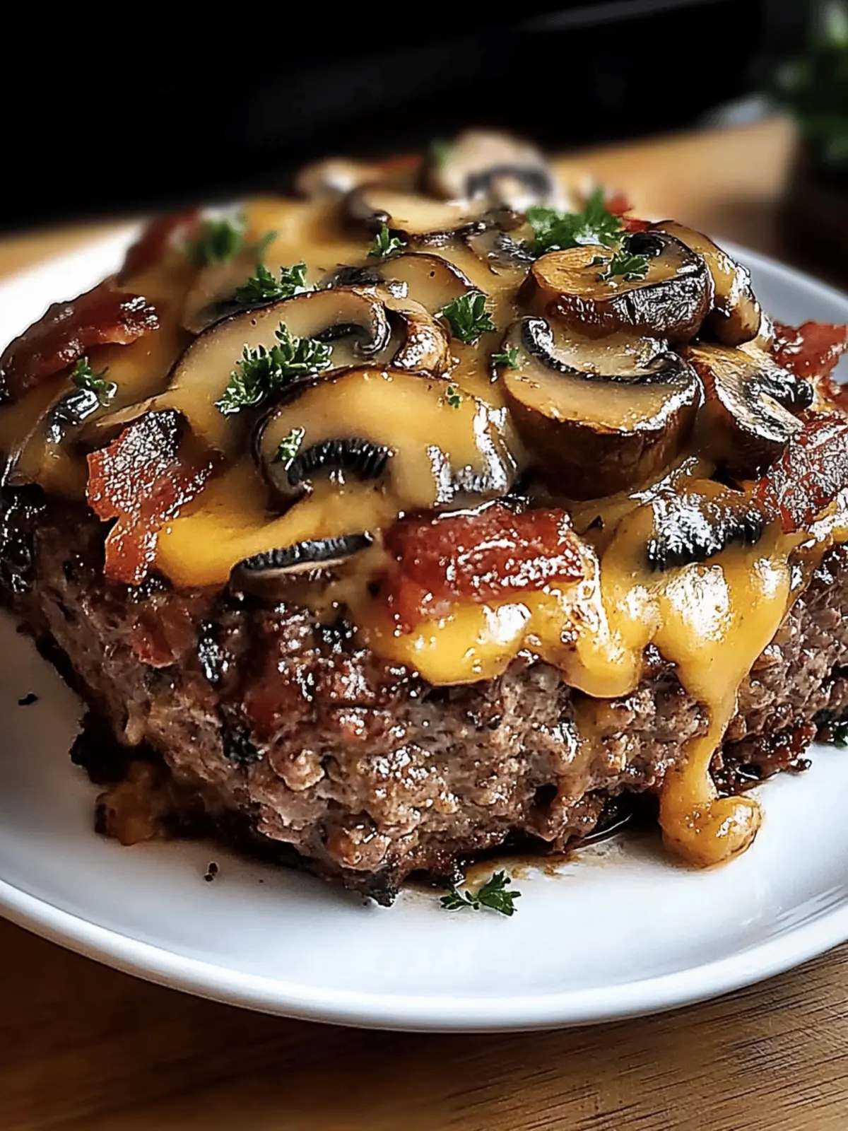 Swiss Bacon Mushroom Meatloaf