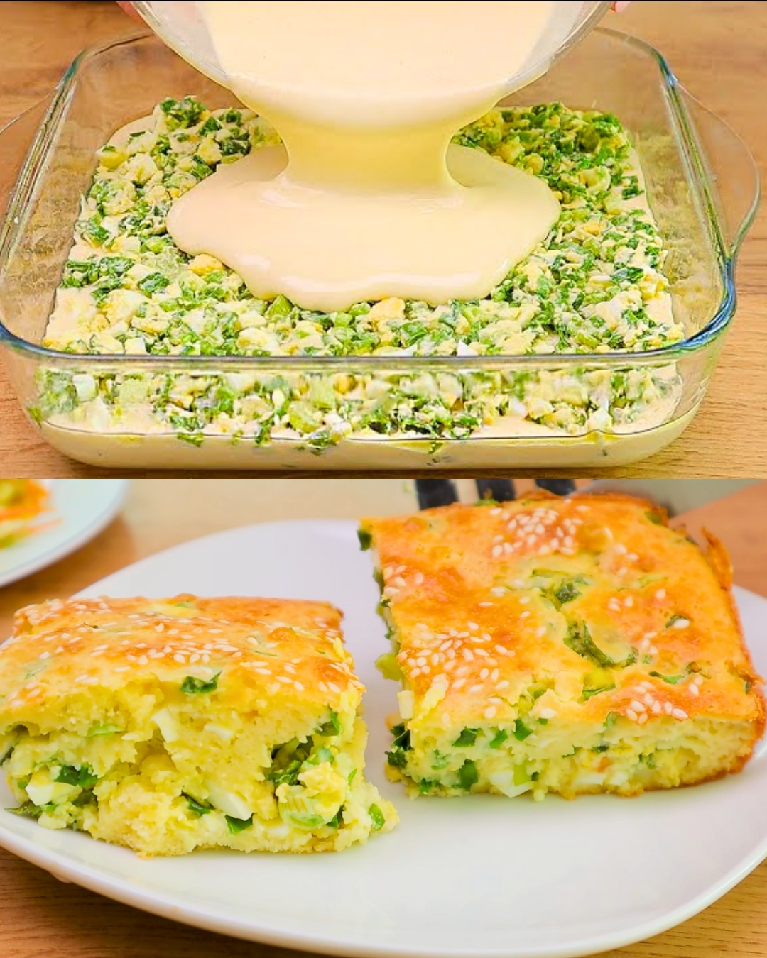 Egg and Green Onion Rice Flour Casserole