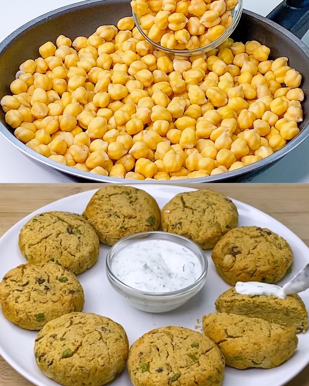 Chickpea Patties with Mushrooms and Dill Yogurt Sauce