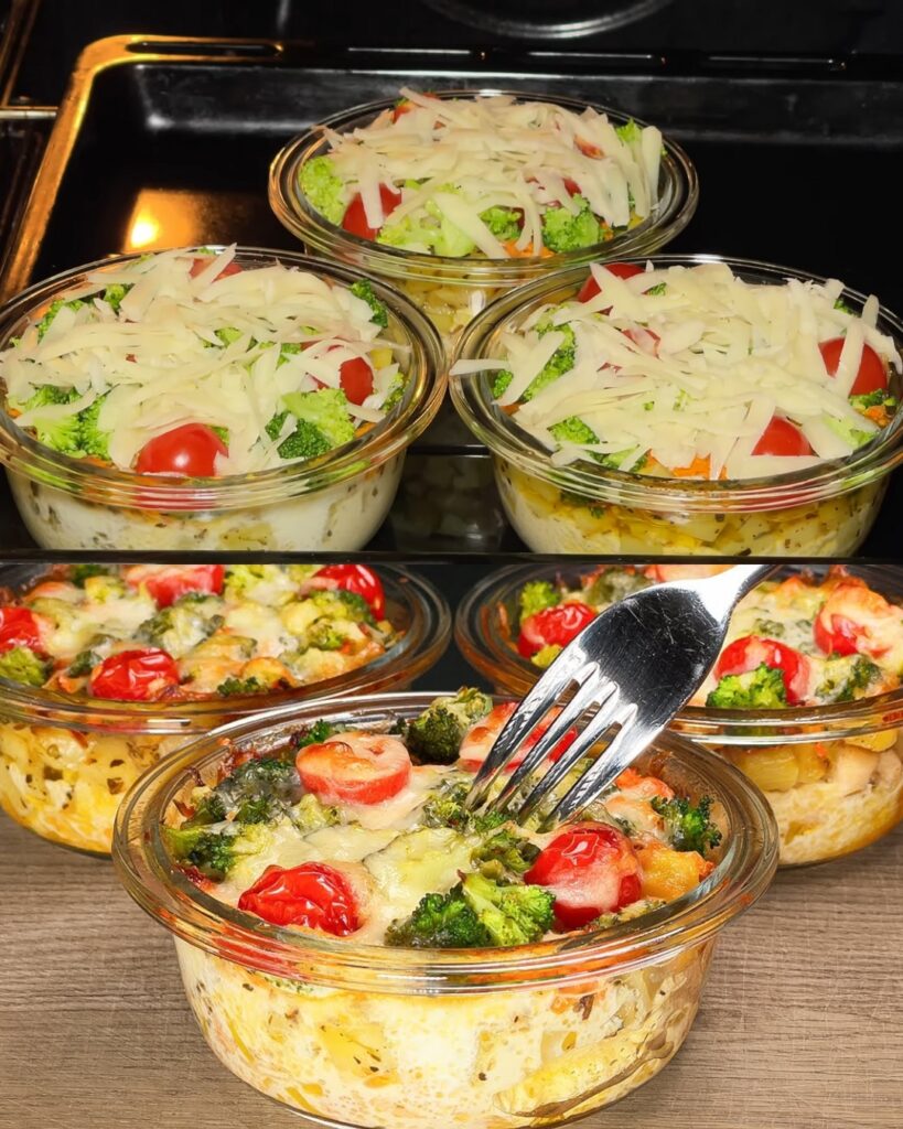 Baked Chicken and Vegetable Casserole with Cream and Cheese