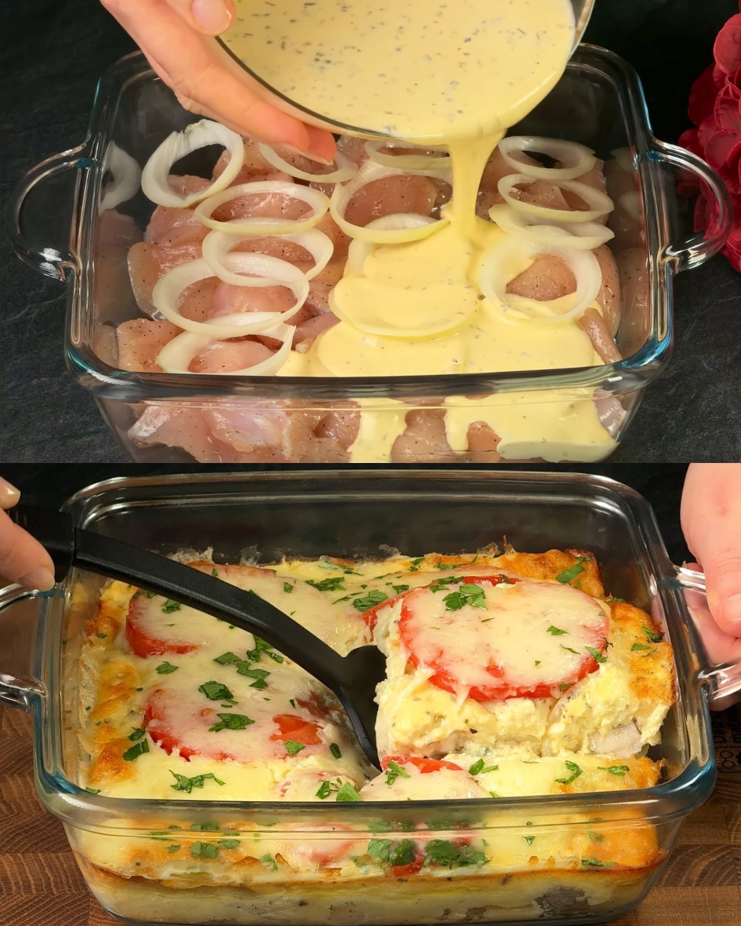 Baked Chicken with Creamy Egg-Yogurt Coating and Mozzarella