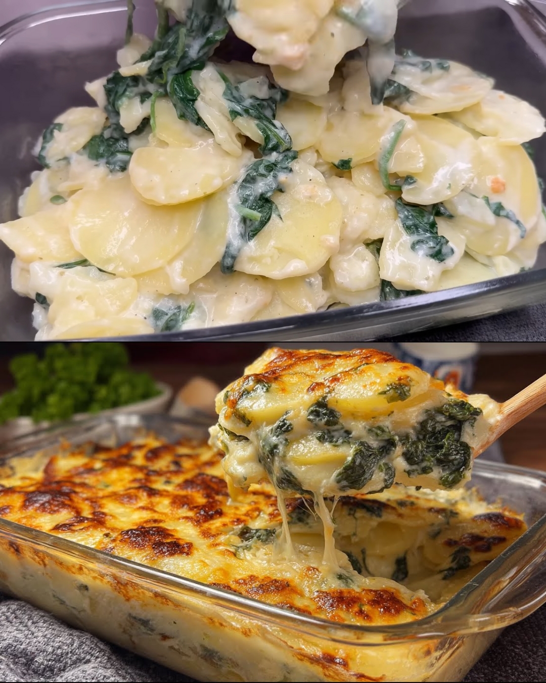 Creamy Potato and Spinach Bake