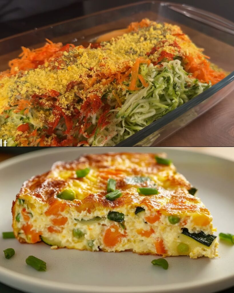 Zucchini, Carrot, and Spinach Bake with Creamy Cheese Filling