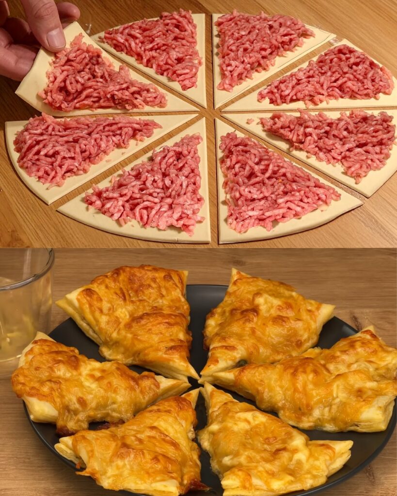 Savory Puff Pastry Meat Pie with Creamy Herb Filling