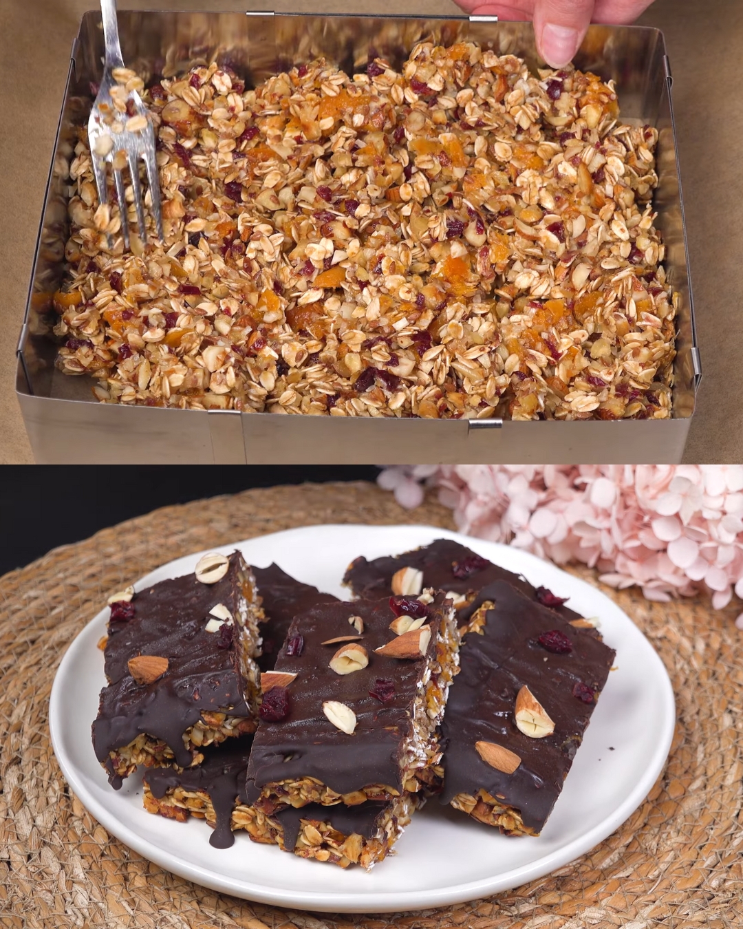Chocolate-Dipped Banana Oat Energy Bars