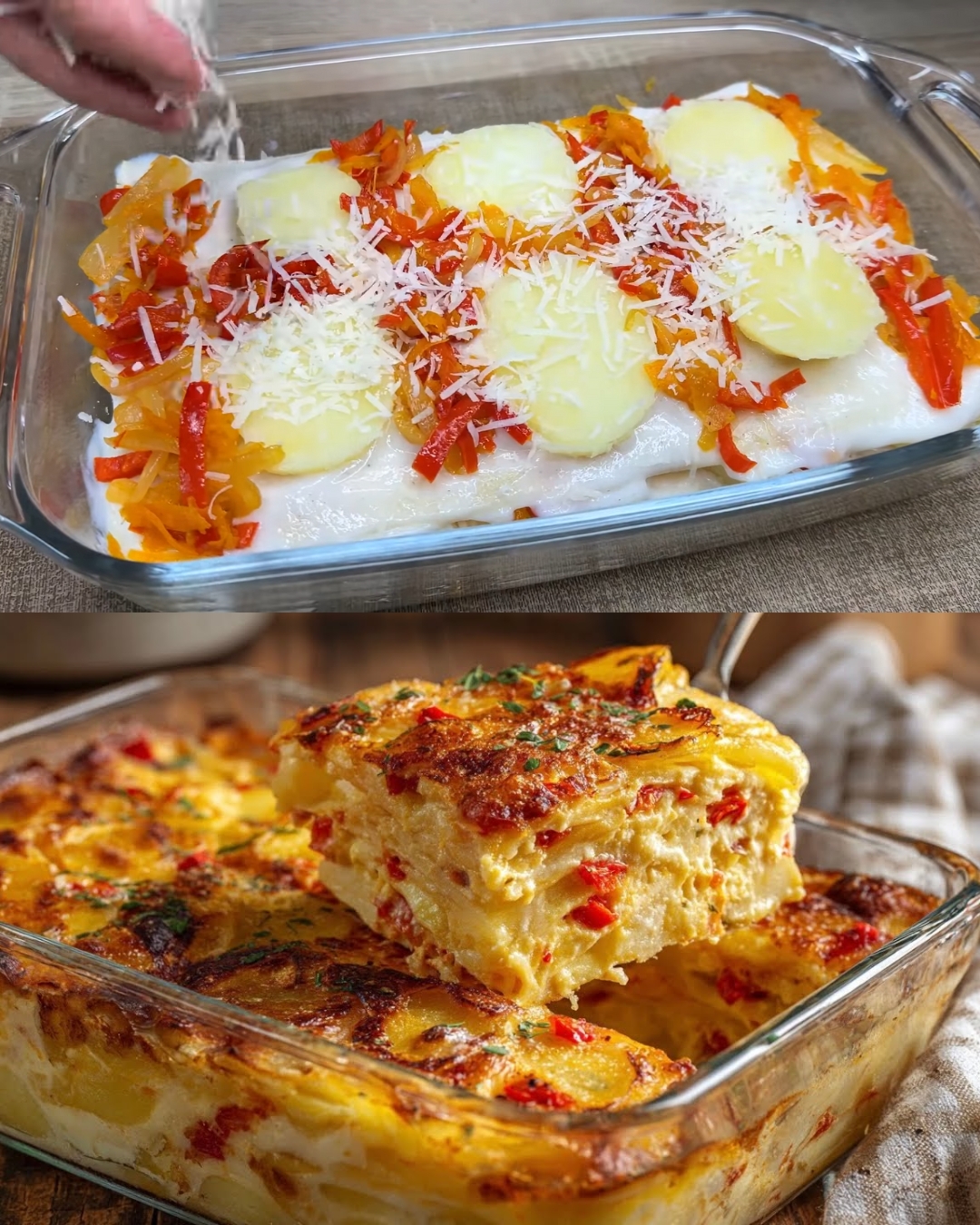 Cheesy Potato and Vegetable Lasagna Bake