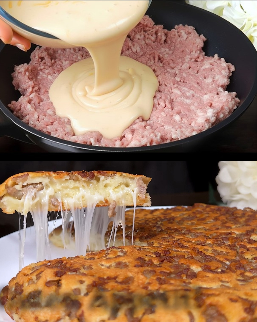 Savory Meat and Cheese Pancake