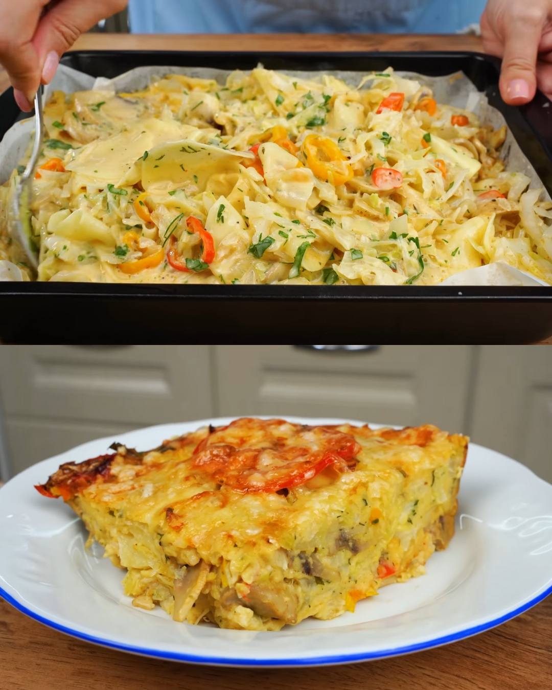Baked Cabbage, Potato, and Mushroom Casserole