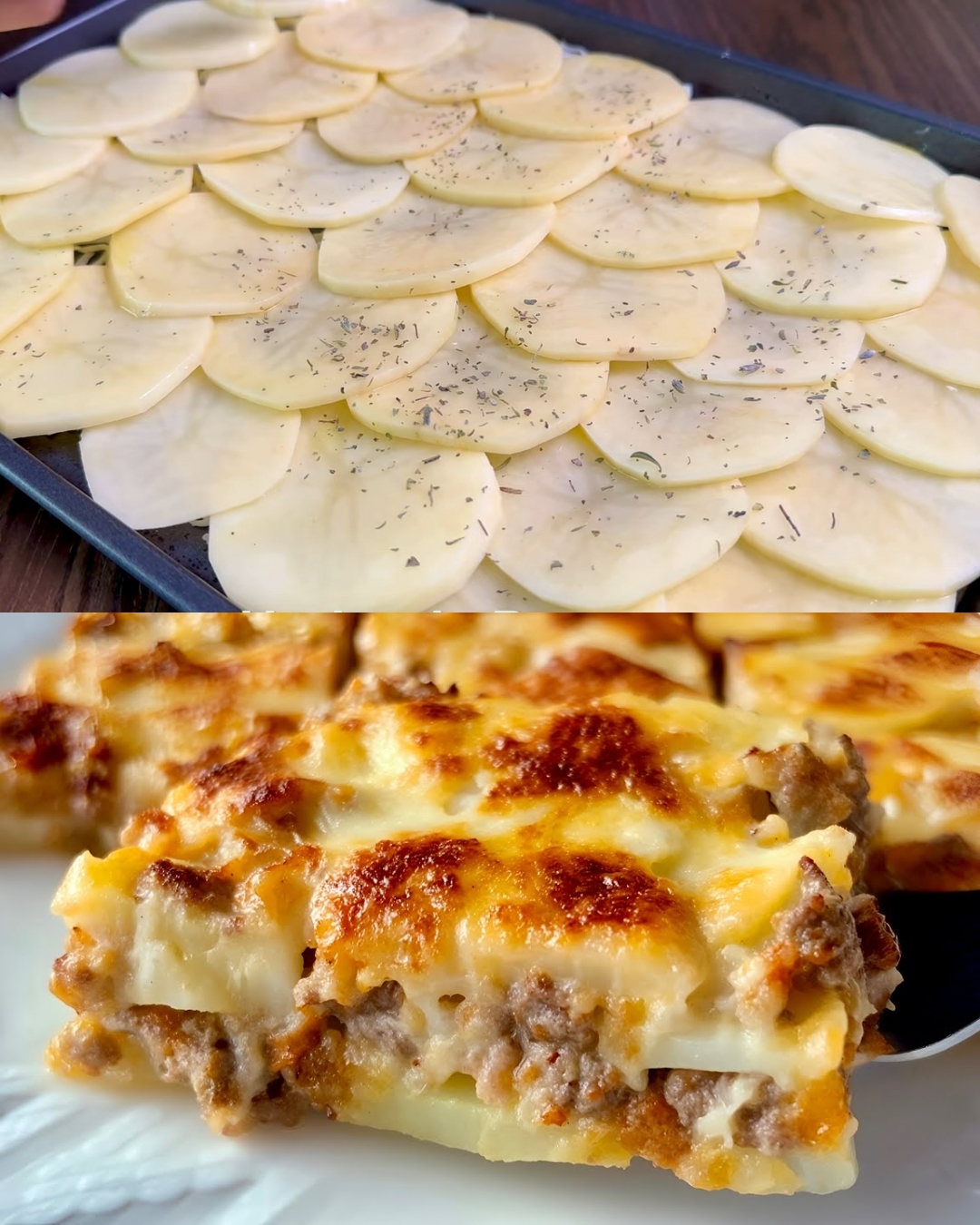 Cheesy Layered Potato and Minced Meat Bake