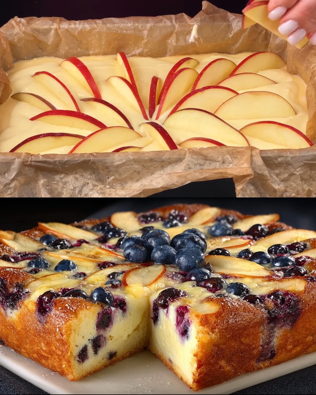 Cottage Cheese Apple Blueberry Cake
