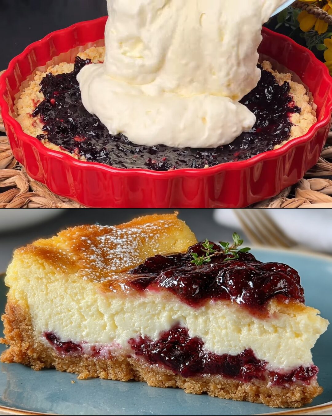Cottage Cheese and Berry Jam Cake