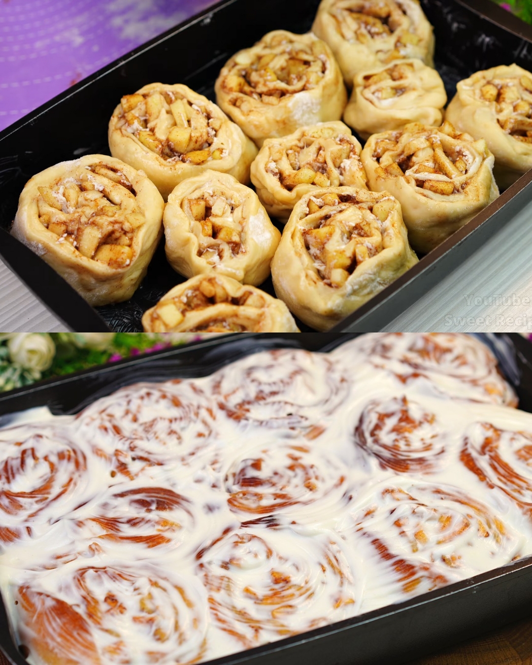 CREAMY APPLE CINNAMON ROLLS WITH CREAM CHEESE FROSTING