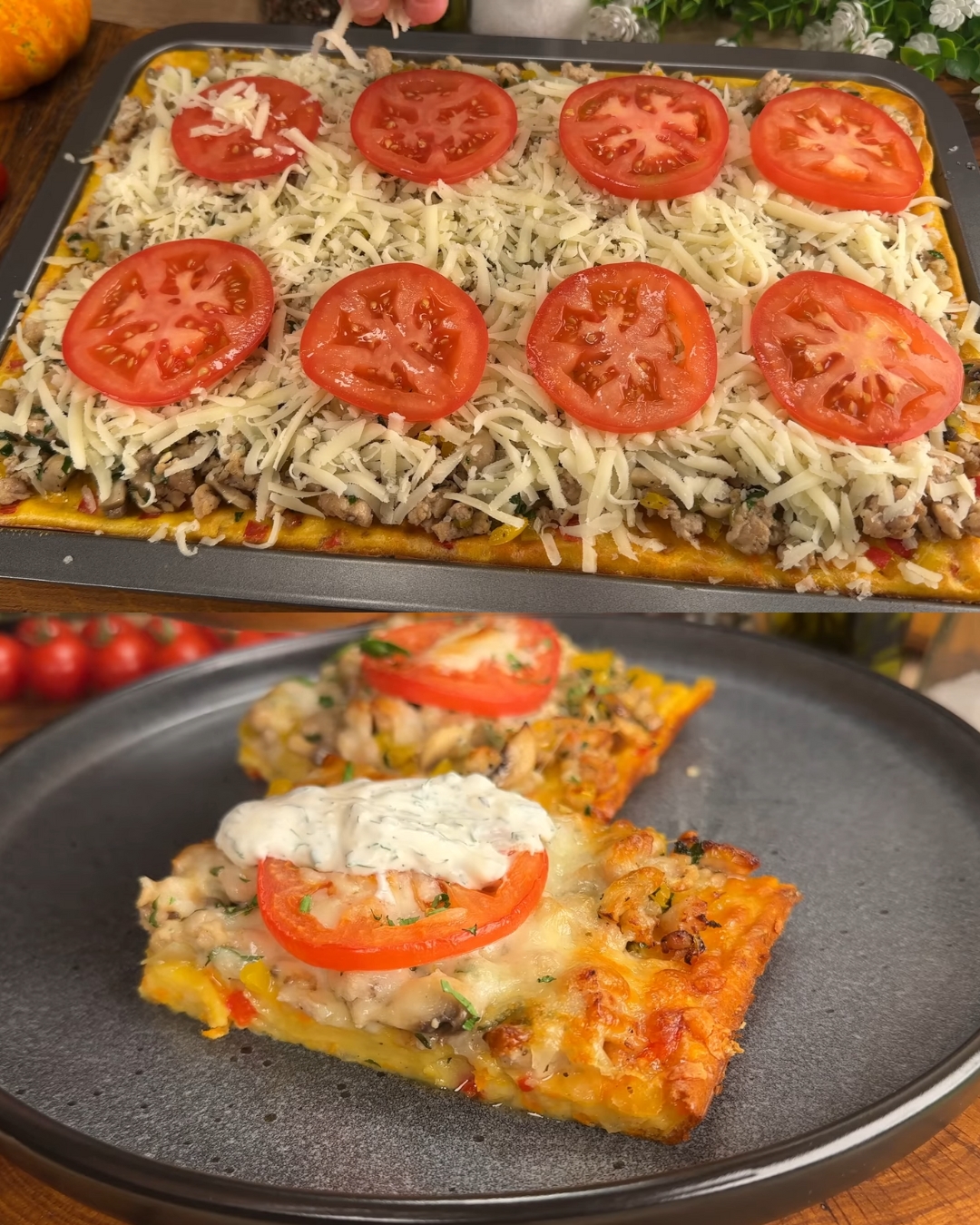 Savory Stuffed Potato and Meat Pie