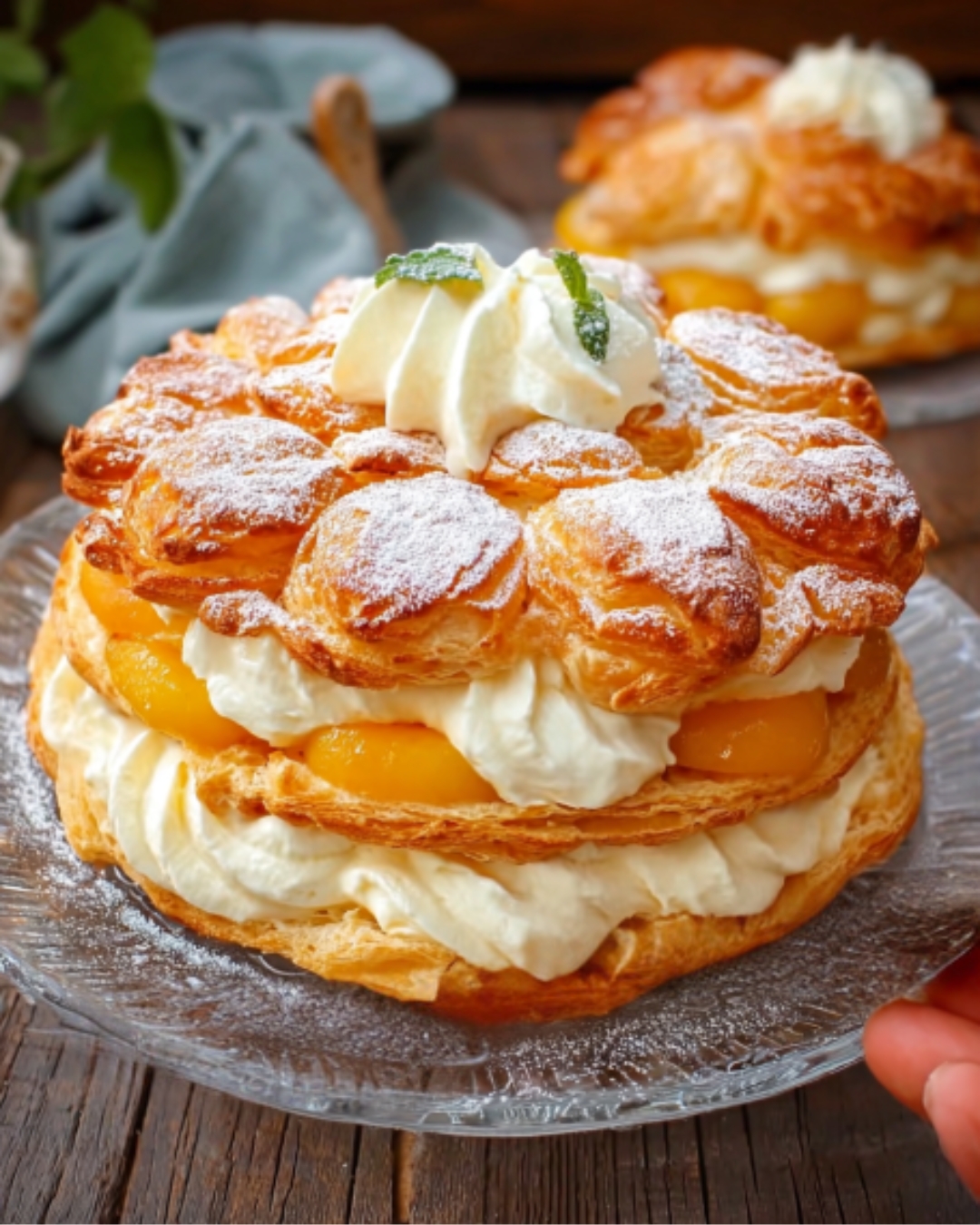 Peach Cream Puff Pastry Cake