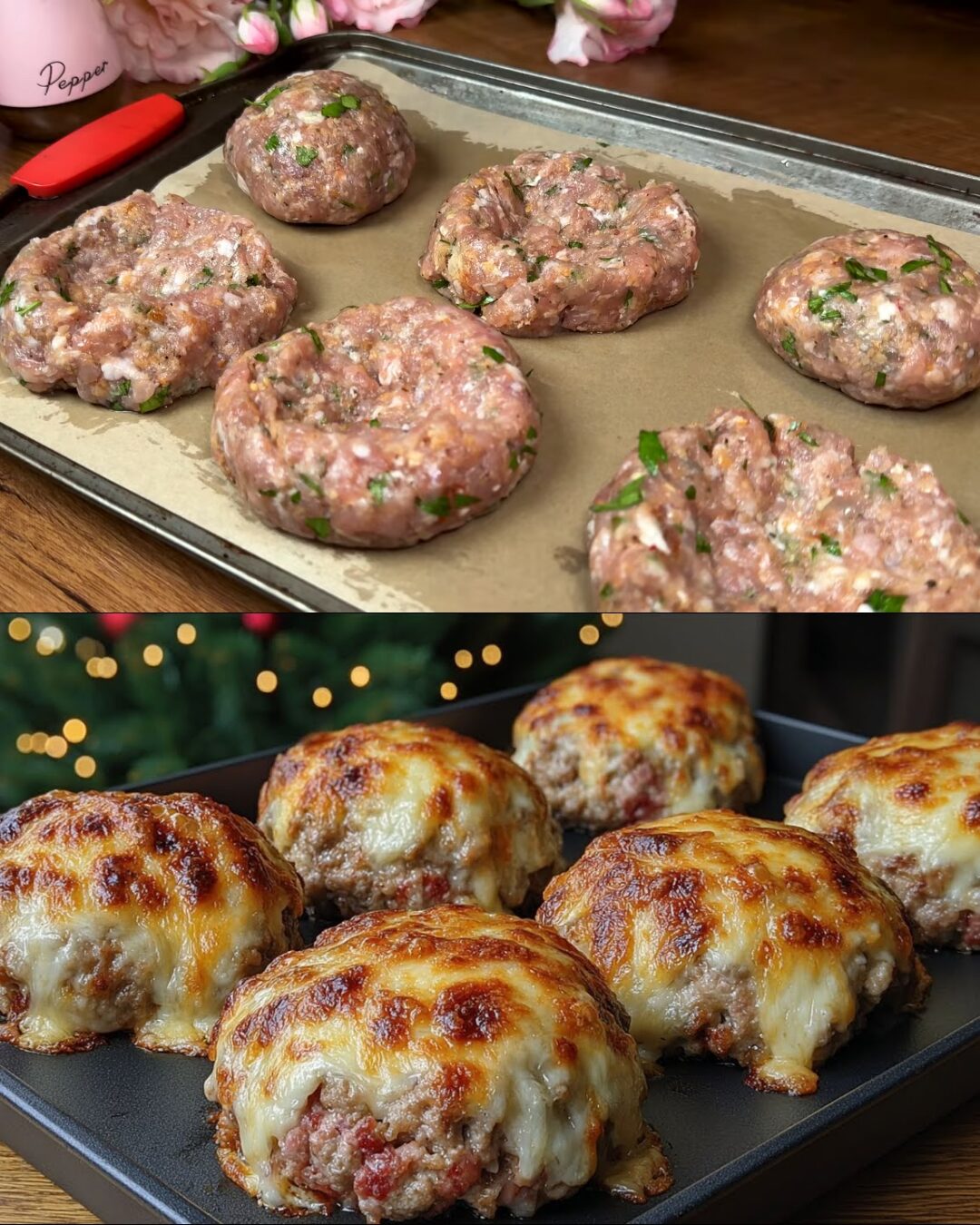 Cheesy Meatballs Bake with Mushroom, Spinach, and Roasted Vegetables