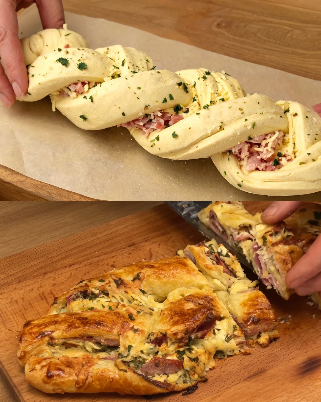 Creamy Garlic Ham and Cheese Puff Pastry Bake