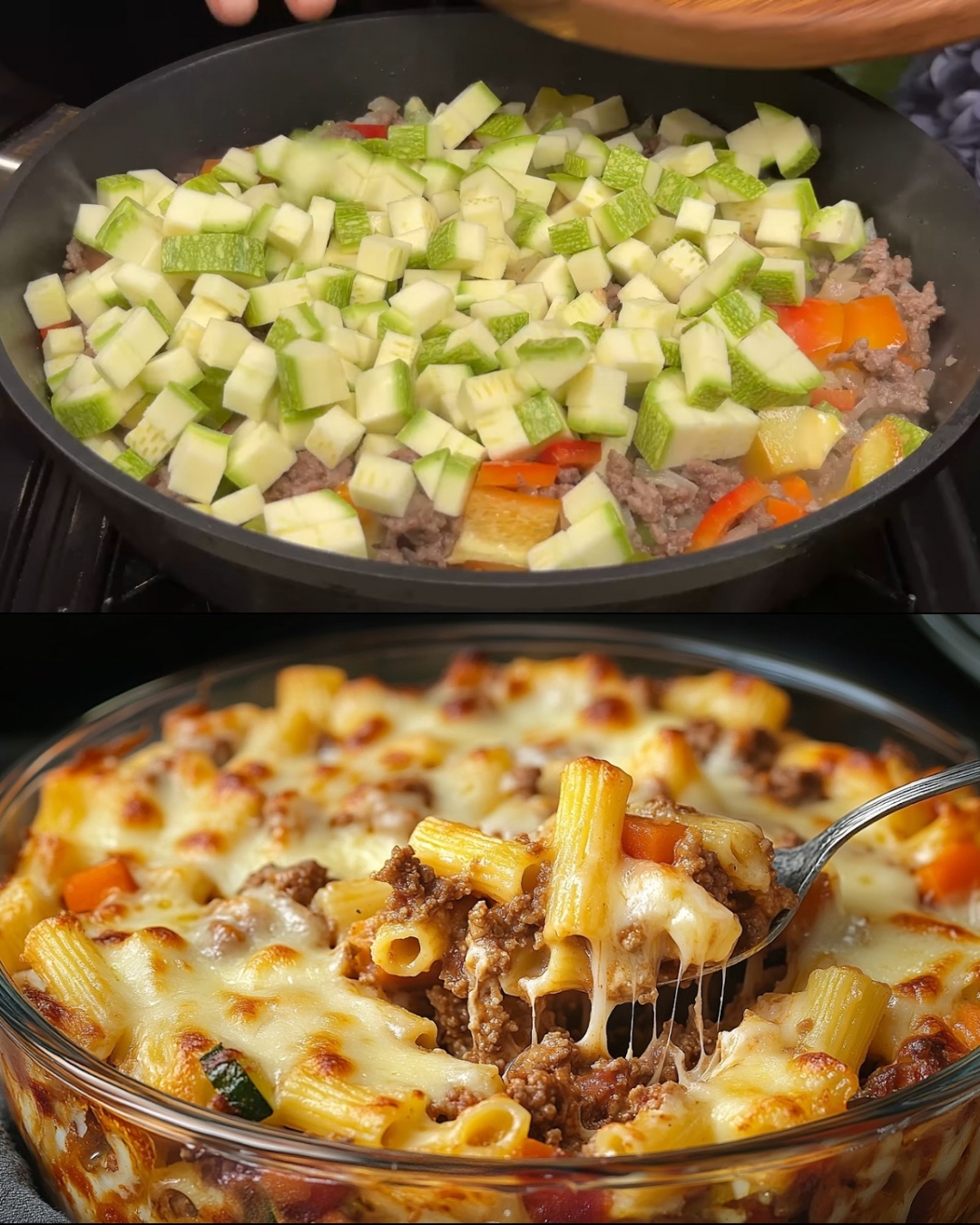 Cheesy Ground Beef and Vegetable Pasta Bake